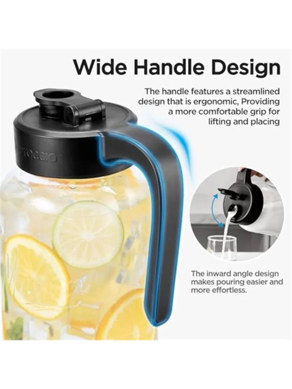 Mason Jar Pitcher - Airtight & Leakproof Glass Pitcher with Lid, Perfect forCold